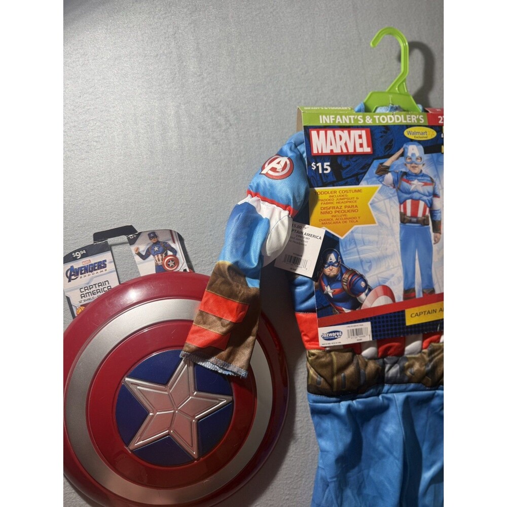 Marvel Captain America Padded Muscle Chest Costume Set w/ Mask Sz 2T + shield - Picture 6 of 7